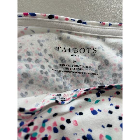 Talbots Women's Size Medium White Cotton Colorful Polka Dots Long Sleeve Shirt - Picture 3 of 10